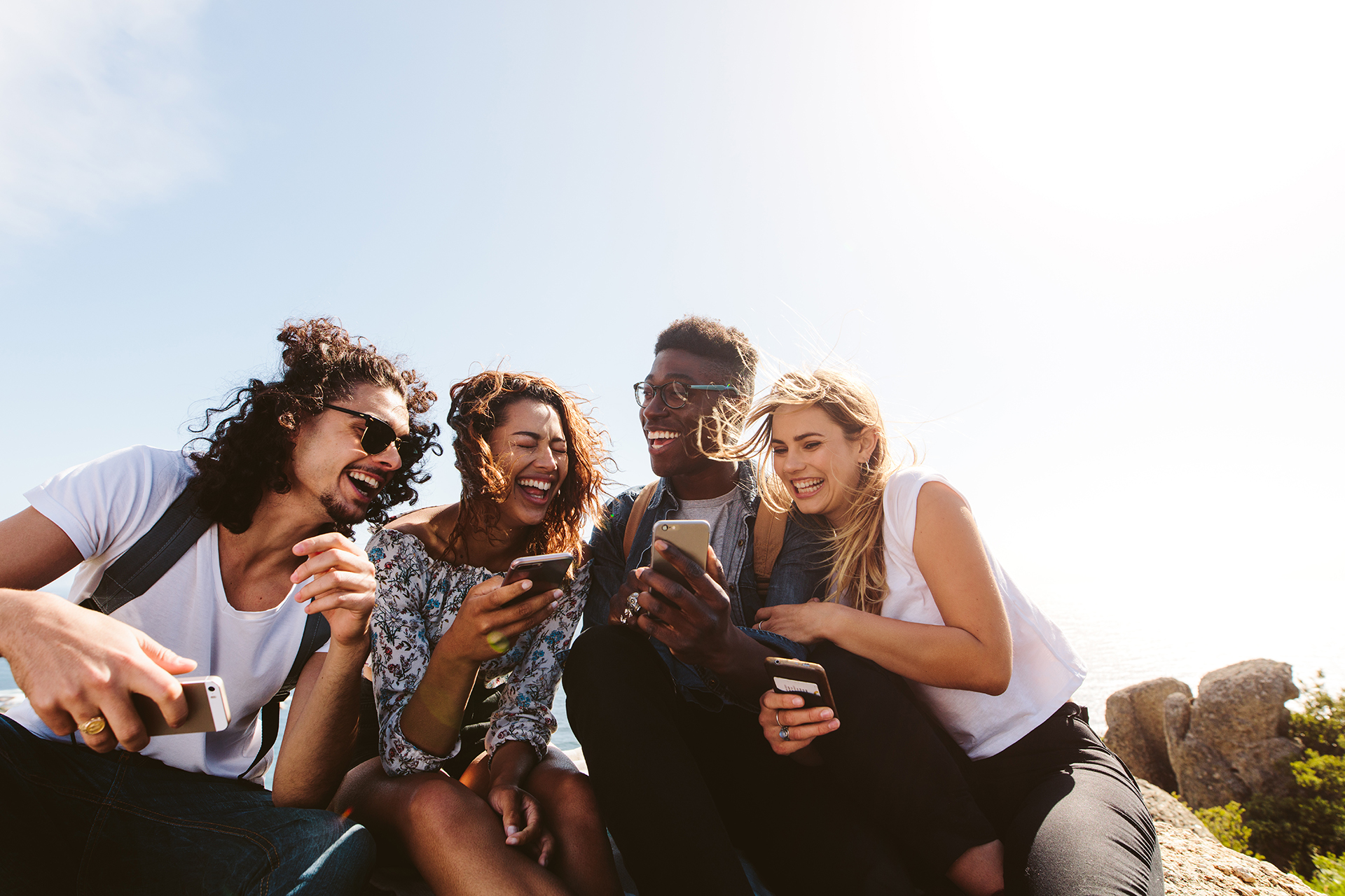 Group of people having fun on their holidays